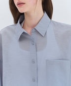 MUSINSA STANDARD WOMAN MUSINSA STANDARD WOMAN Oversized Crinkle Silky Shirt [Blue Gray]