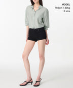 MUSINSA STANDARD WOMAN MUSINSA STANDARD WOMAN Oversized Crinkle Silky Shirt Mint Gray