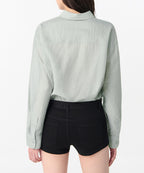 MUSINSA STANDARD WOMAN MUSINSA STANDARD WOMAN Oversized Crinkle Silky Shirt Mint Gray