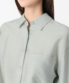 MUSINSA STANDARD WOMAN MUSINSA STANDARD WOMAN Oversized Crinkle Silky Shirt Mint Gray