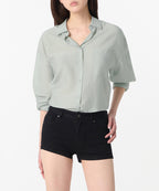 MUSINSA STANDARD WOMAN MUSINSA STANDARD WOMAN Oversized Crinkle Silky Shirt Mint Gray