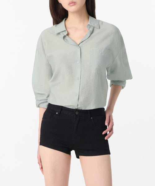 MUSINSA STANDARD WOMAN MUSINSA STANDARD WOMAN Oversized Crinkle Silky Shirt Mint Gray