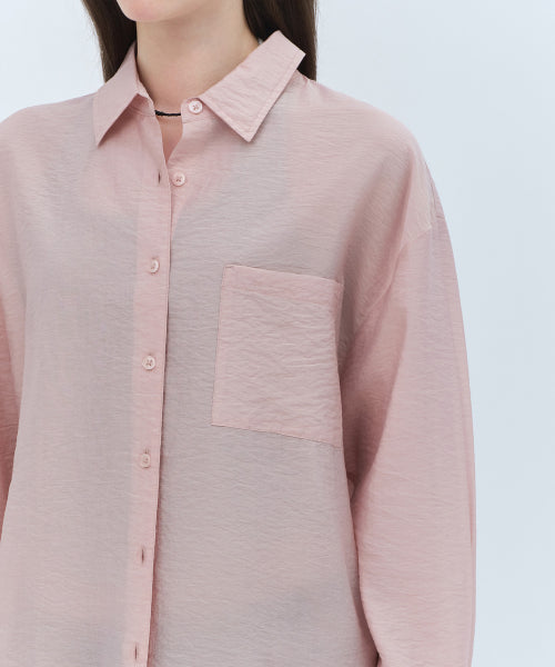 MUSINSA STANDARD WOMAN MUSINSA STANDARD WOMAN Oversized Crinkle Silky Shirt [Indian Pink]