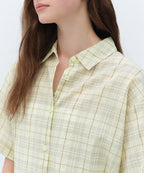 MUSINSA STANDARD WOMAN MUSINSA STANDARD WOMAN Women's Oversized Crinkle Check Short Sleeve Shirt [Lemon]