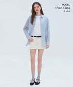 MUSINSA STANDARD WOMAN MUSINSA STANDARD WOMAN Women's Relaxed Striped Sheer Shirt (Sky Blue)