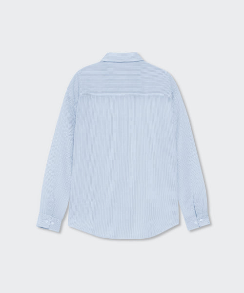 MUSINSA STANDARD WOMAN MUSINSA STANDARD WOMAN Women's Relaxed Striped Sheer Shirt (Sky Blue)