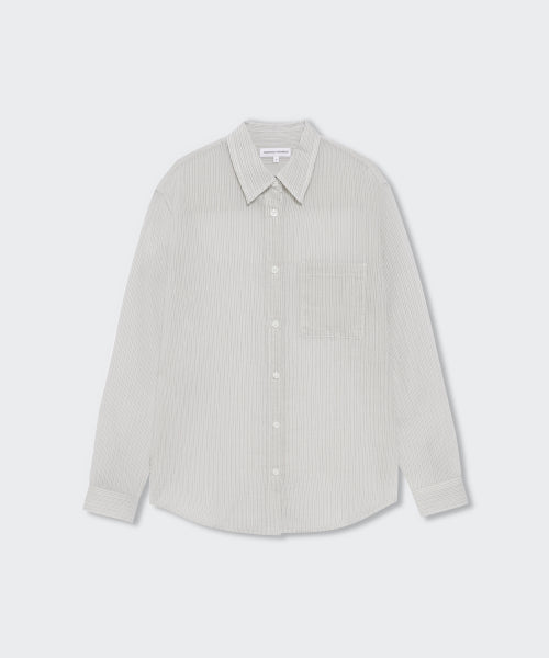 MUSINSA STANDARD WOMAN MUSINSA STANDARD WOMAN Women's Relaxed Striped Sheer Shirt (Light Gray)