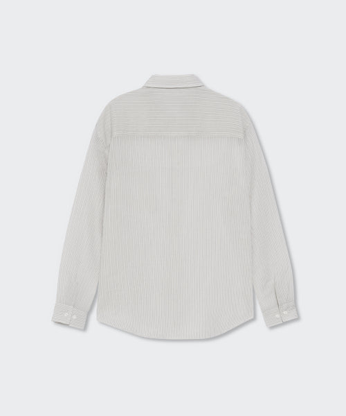 MUSINSA STANDARD WOMAN MUSINSA STANDARD WOMAN Women's Relaxed Striped Sheer Shirt (Light Gray)
