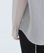 MUSINSA STANDARD WOMAN MUSINSA STANDARD WOMAN Women's Relaxed Striped Sheer Shirt (Light Gray)