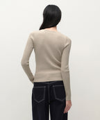 MUSINSA STANDARD WOMAN MUSINSA STANDARD WOMAN Women's Ribbed Slim Henley Neck Knit Light Beige