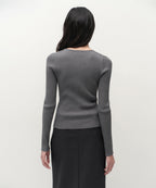 MUSINSA STANDARD WOMAN MUSINSA STANDARD WOMAN Women's Ribbed Slim Henley Neck Knit Medium Gray