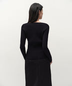 MUSINSA STANDARD WOMAN MUSINSA STANDARD WOMAN Women's Wide Ribbed Slim V Neck Knit [Black]