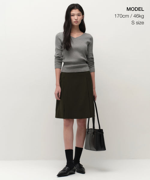 MUSINSA STANDARD WOMAN MUSINSA STANDARD WOMAN Women's Wide Ribbed Slim V Neck Knit [Medium Gray]