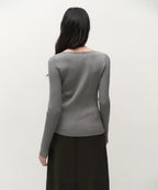 MUSINSA STANDARD WOMAN MUSINSA STANDARD WOMAN Women's Wide Ribbed Slim V Neck Knit [Medium Gray]