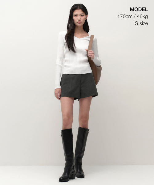 MUSINSA STANDARD WOMAN MUSINSA STANDARD WOMAN Women's Wide Ribbed Slim V Neck Knit [Ivory]