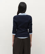 MUSINSA STANDARD WOMAN MUSINSA STANDARD WOMAN Women's Wide Ribbed Slim V Neck Knit [Navy]