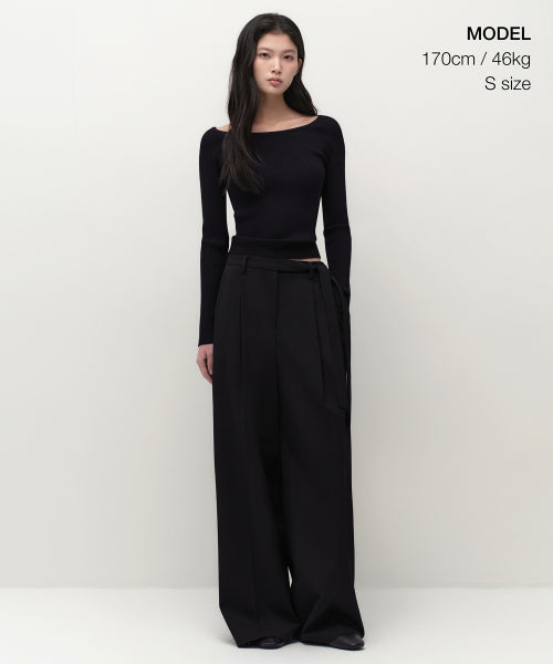 MUSINSA STANDARD WOMAN MUSINSA STANDARD WOMAN Women's Wide Ribbed Slim Off Shoulder Knit Black