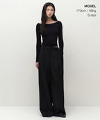 MUSINSA STANDARD WOMAN MUSINSA STANDARD WOMAN Women's Wide Ribbed Slim Off Shoulder Knit Black