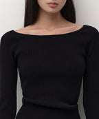 MUSINSA STANDARD WOMAN MUSINSA STANDARD WOMAN Women's Wide Ribbed Slim Off Shoulder Knit Black