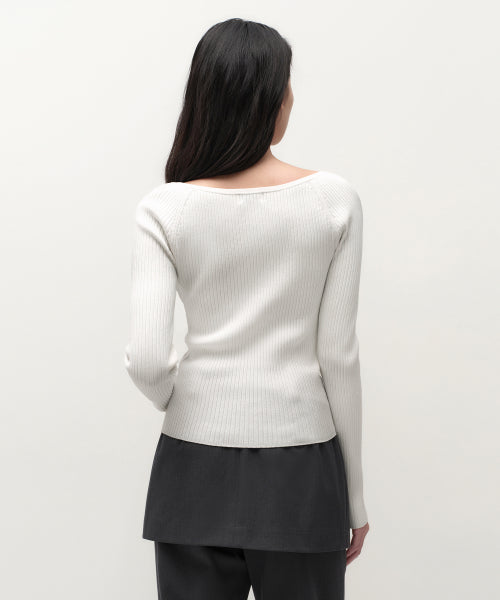 MUSINSA STANDARD WOMAN MUSINSA STANDARD WOMAN Women's Wide Ribbed Slim Off Shoulder Knit [Ivory]