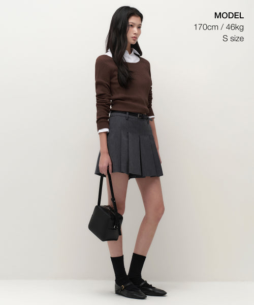 MUSINSA STANDARD WOMAN MUSINSA STANDARD WOMAN Women's Wide Ribbed Slim Off Shoulder Knit [Brown]