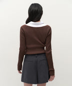 MUSINSA STANDARD WOMAN MUSINSA STANDARD WOMAN Women's Wide Ribbed Slim Off Shoulder Knit [Brown]