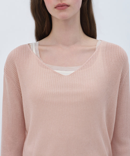 MUSINSA STANDARD WOMAN MUSINSA STANDARD WOMAN Women's Knitwear V-Neck Sheer [Indian Pink]