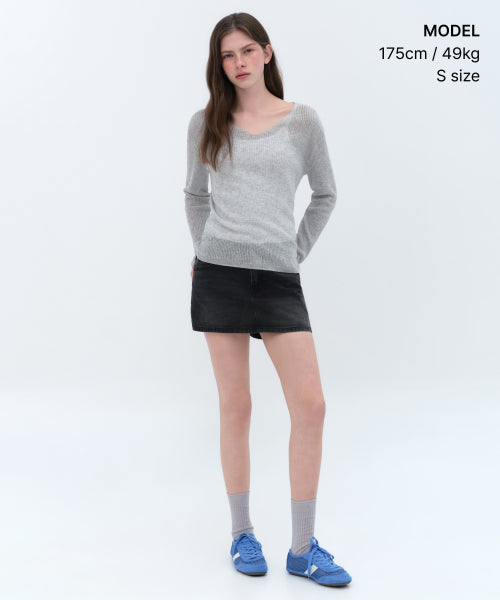 MUSINSA STANDARD WOMAN MUSINSA STANDARD WOMAN Women's Knitwear V-Neck Sheer Knit (Size S)