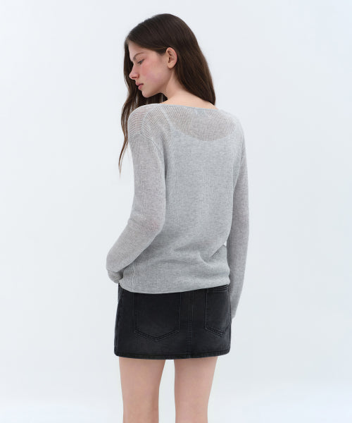MUSINSA STANDARD WOMAN MUSINSA STANDARD WOMAN Women's Knitwear V-Neck Sheer Knit (Size S)
