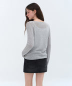 MUSINSA STANDARD WOMAN MUSINSA STANDARD WOMAN Women's Knitwear V-Neck Sheer Knit (Size S)