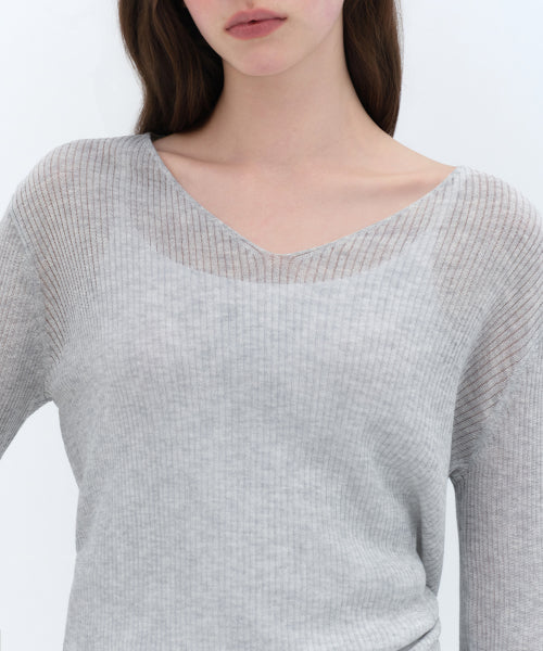 MUSINSA STANDARD WOMAN MUSINSA STANDARD WOMAN Women's Knitwear V-Neck Sheer Knit (Size S)