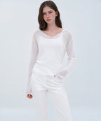 MUSINSA STANDARD WOMAN MUSINSA STANDARD WOMAN Women's Knitwear V-Neck Sheer Knit [White]