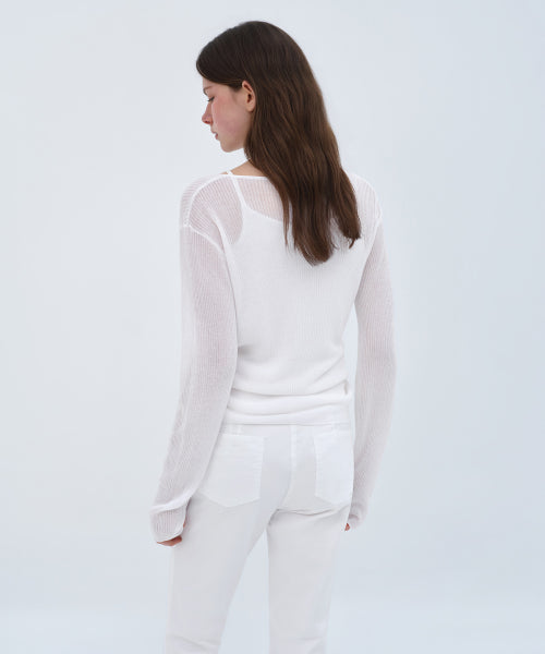 MUSINSA STANDARD WOMAN MUSINSA STANDARD WOMAN Women's Knitwear V-Neck Sheer Knit [White]