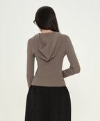 MUSINSA STANDARD WOMAN MUSINSA STANDARD WOMAN Women's Knit Zip-up Slim Hooded (Taupe)