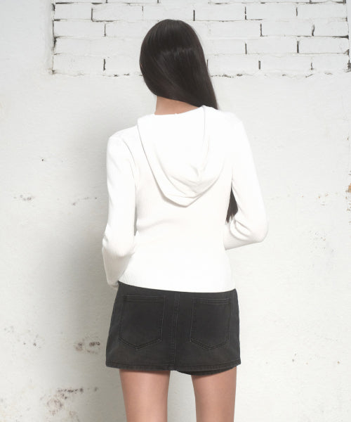 MUSINSA STANDARD WOMAN MUSINSA STANDARD WOMAN Women's Knit Zip-up Slim Hooded (Ivory)