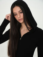 MUSINSA STANDARD WOMAN MUSINSA STANDARD WOMAN Women's Knit Zip-up [Black]
