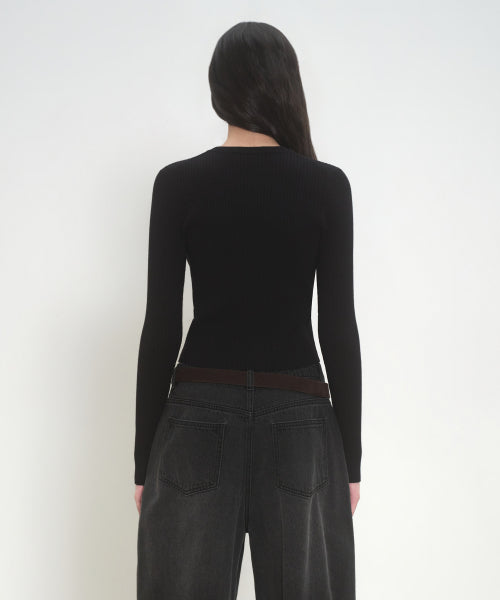 MUSINSA STANDARD WOMAN MUSINSA STANDARD WOMAN Women's Knit Zip-up [Black]