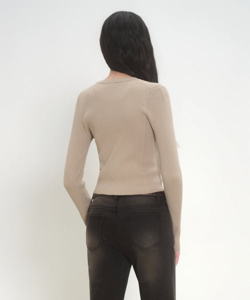 MUSINSA STANDARD WOMAN MUSINSA STANDARD WOMAN Women's Knit Zip-up Greyish Beige