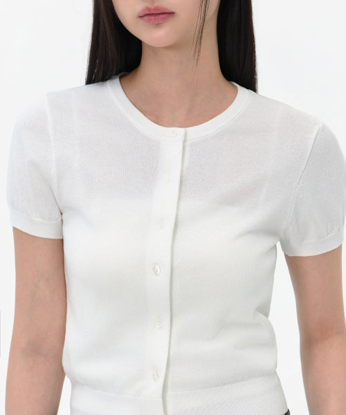 MUSINSA STANDARD WOMAN MUSINSA STANDARD WOMAN Women's Essential Round Neck Short Sleeve Cardigan [Size M]