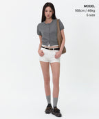 MUSINSA STANDARD WOMAN MUSINSA STANDARD WOMAN Women's Essential Round Neck Short Sleeve Cardigan [Medium Gray]