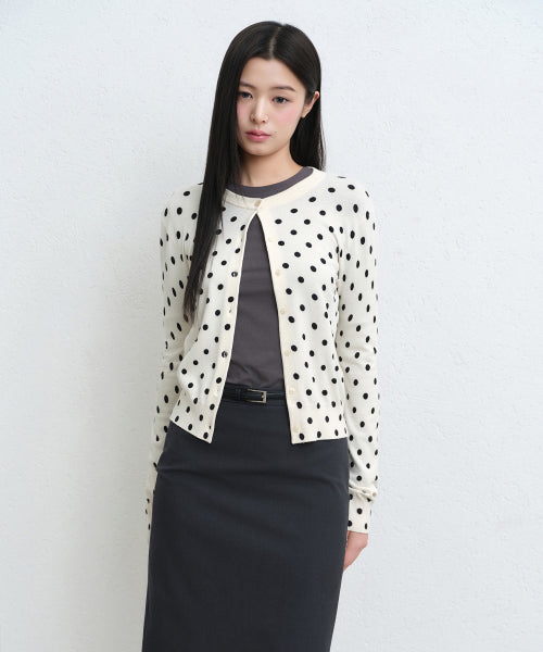 MUSINSA STANDARD WOMAN MUSINSA STANDARD WOMAN Women's Polka Dot Round Neck Cardigan [Size]