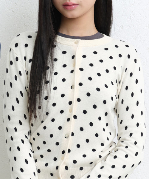 MUSINSA STANDARD WOMAN MUSINSA STANDARD WOMAN Women's Polka Dot Round Neck Cardigan [Size]