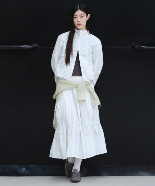 MUSINSA STANDARD WOMAN MUSINSA STANDARD WOMAN Women's Nylon Ruched Long Skirt [White]