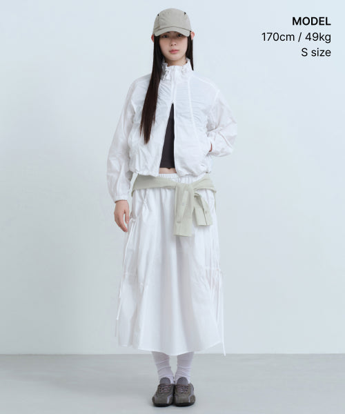 MUSINSA STANDARD WOMAN MUSINSA STANDARD WOMAN Women's Nylon Ruched Long Skirt [White]