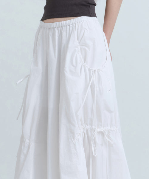 MUSINSA STANDARD WOMAN MUSINSA STANDARD WOMAN Women's Nylon Ruched Long Skirt [White]