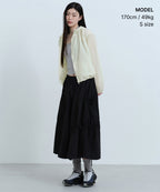MUSINSA STANDARD WOMAN MUSINSA STANDARD WOMAN Women's Nylon Ruched Long Skirt [Black]