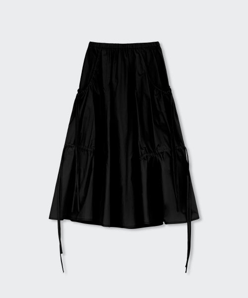 MUSINSA STANDARD WOMAN MUSINSA STANDARD WOMAN Women's Nylon Ruched Long Skirt [Black]