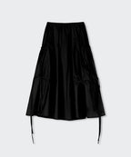 MUSINSA STANDARD WOMAN MUSINSA STANDARD WOMAN Women's Nylon Ruched Long Skirt [Black]