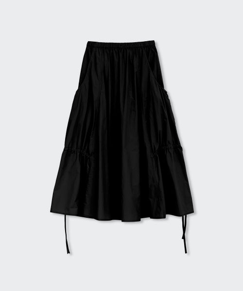 MUSINSA STANDARD WOMAN MUSINSA STANDARD WOMAN Women's Nylon Ruched Long Skirt [Black]
