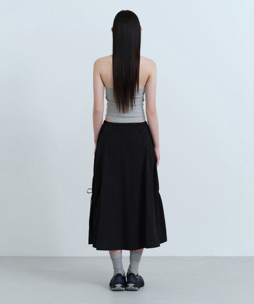 MUSINSA STANDARD WOMAN MUSINSA STANDARD WOMAN Women's Nylon Ruched Long Skirt [Black]